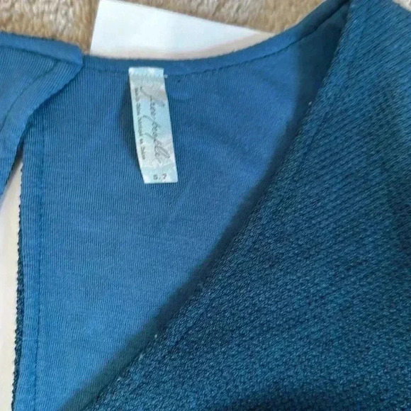 Free People textured fit and flare turquoise green dress size small - Picture 3 of 6